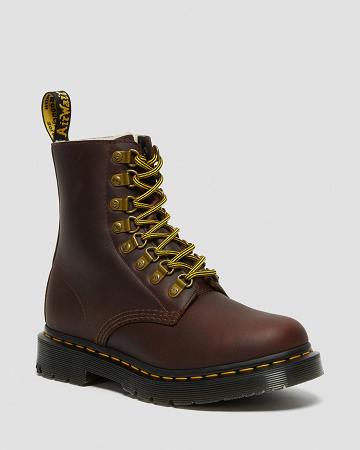 Botas con Cordones Dr Martens 1460 Pascal DM's Wintergrip Cuero Mujer Marrom | MX 591ZUT